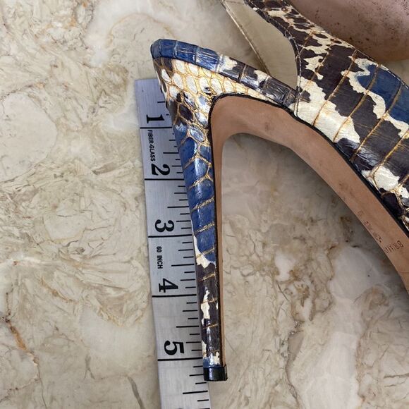 Brian Atwood Slingback Platform Stiletto Heels Snakeskin Leather - Picture 11 of 14